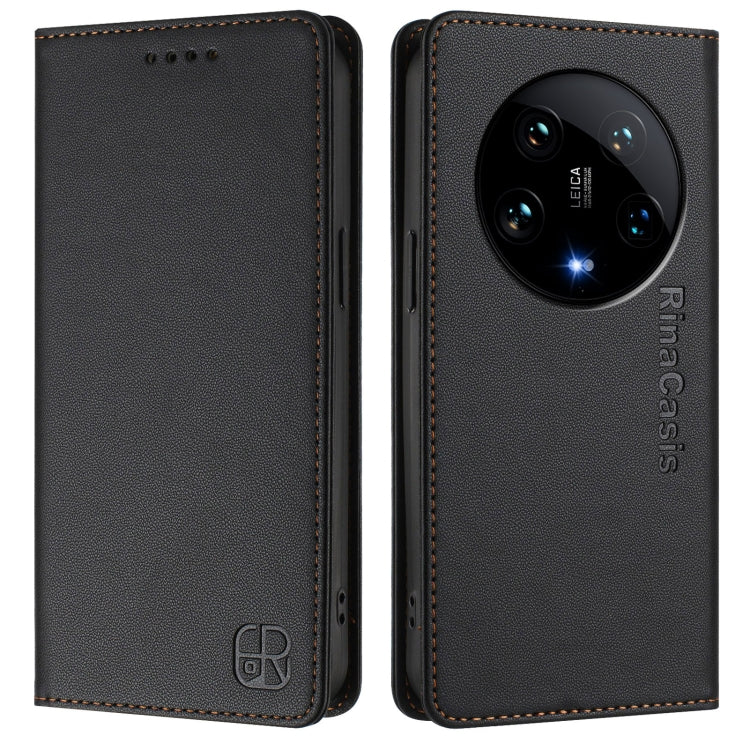 For Xiaomi 14 Ultra 5G RC01 Dual-Folded Magnetic Suction RFID Leather Phone Case