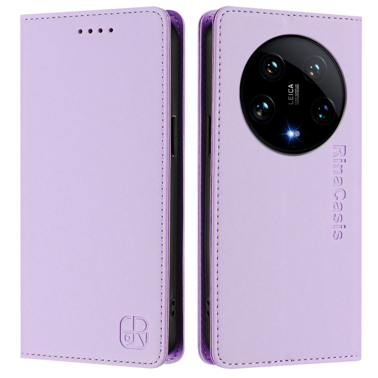 For Xiaomi 14 Ultra 5G RC01 Dual-Folded Magnetic Suction RFID Leather Phone Case