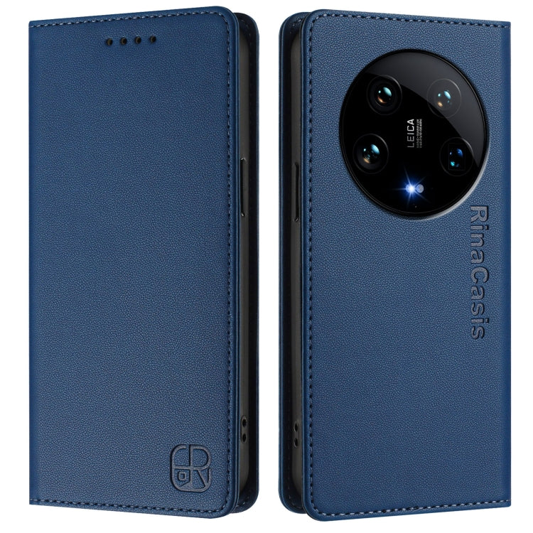 For Xiaomi 14 Ultra 5G RC01 Dual-Folded Magnetic Suction RFID Leather Phone Case