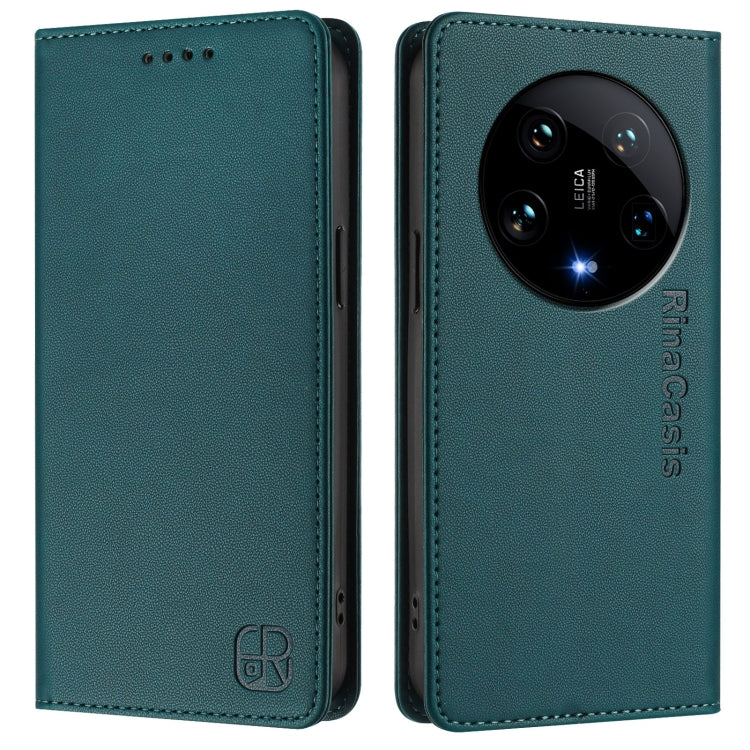 For Xiaomi 14 Ultra 5G RC01 Dual-Folded Magnetic Suction RFID Leather Phone Case