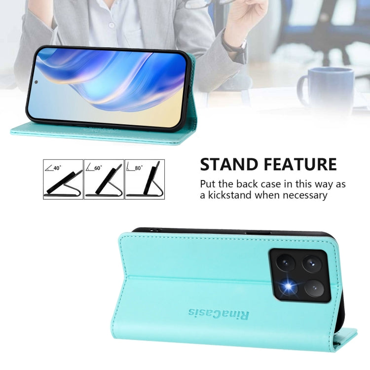 For Xiaomi 14T RC01 Dual-Folded Magnetic Suction RFID Leather Phone Case