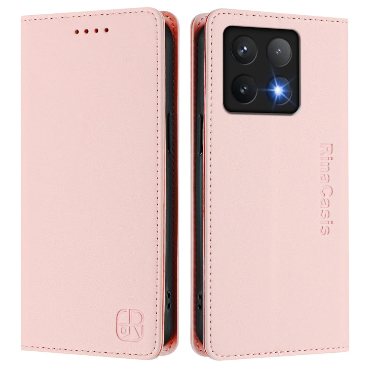For Xiaomi 14T RC01 Dual-Folded Magnetic Suction RFID Leather Phone Case