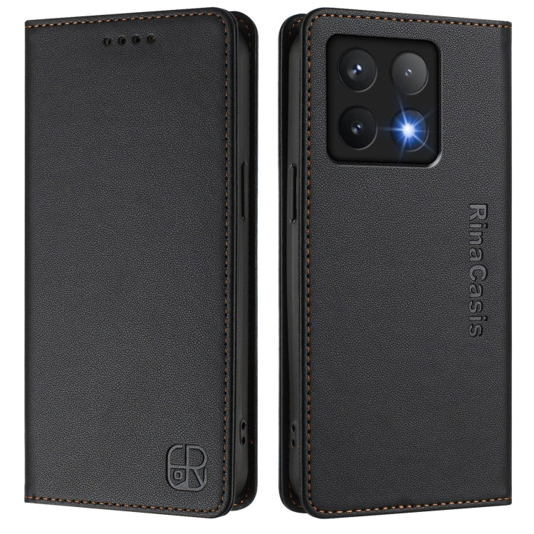 For Xiaomi 14T RC01 Dual-Folded Magnetic Suction RFID Leather Phone Case