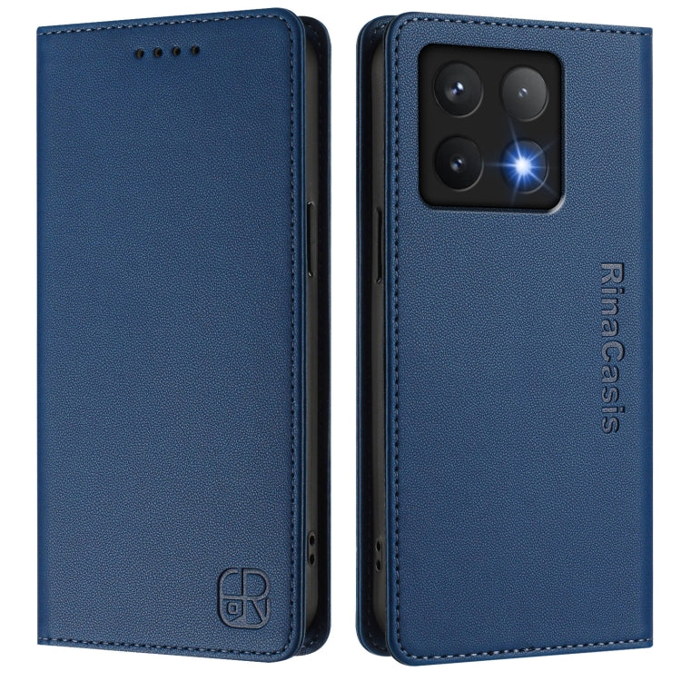 For Xiaomi 14T RC01 Dual-Folded Magnetic Suction RFID Leather Phone Case