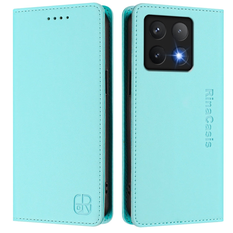 For Xiaomi 14T Pro RC01 Dual-Folded Magnetic Suction RFID Leather Phone Case