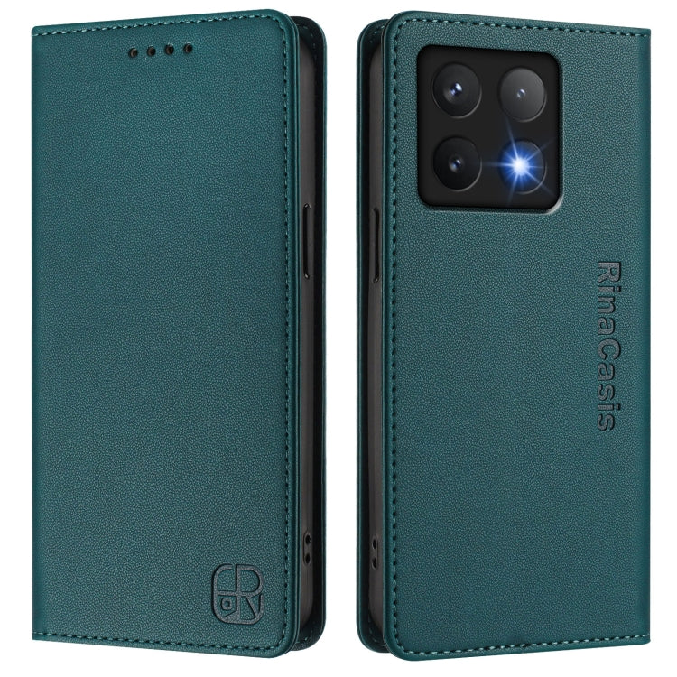 For Xiaomi 14T Pro RC01 Dual-Folded Magnetic Suction RFID Leather Phone Case