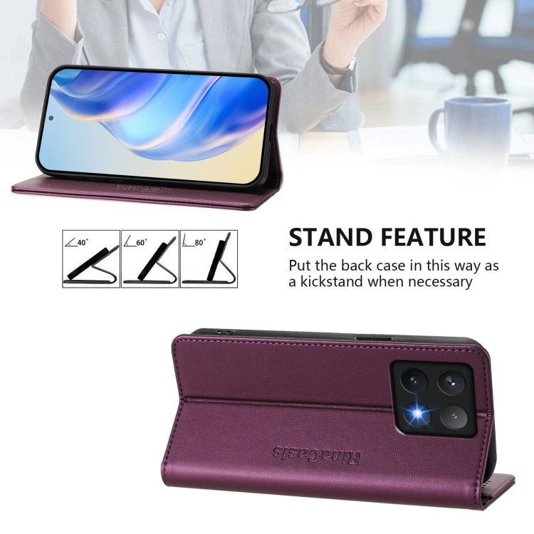 For Xiaomi 14T Pro RC01 Dual-Folded Magnetic Suction RFID Leather Phone Case