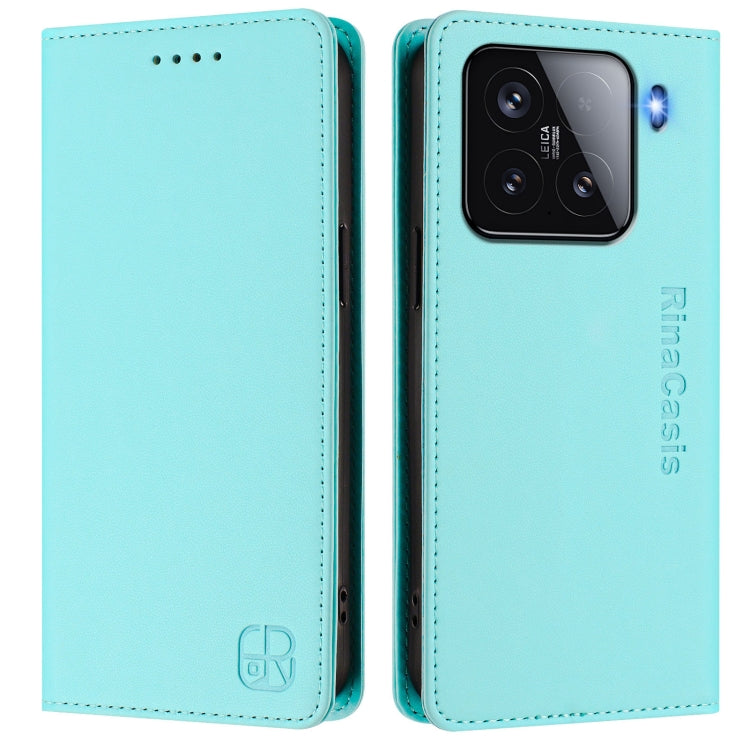 For Xiaomi 15 RC01 Dual-Folded Magnetic Suction RFID Leather Phone Case