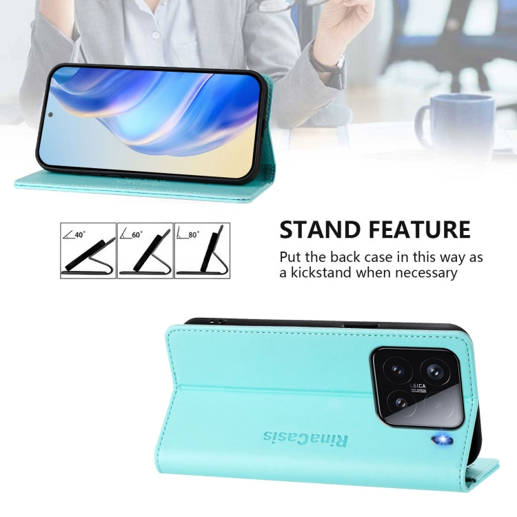 For Xiaomi 15 RC01 Dual-Folded Magnetic Suction RFID Leather Phone Case