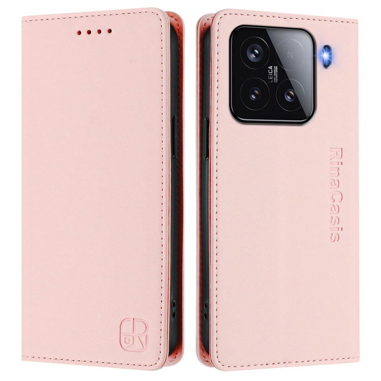 For Xiaomi 15 RC01 Dual-Folded Magnetic Suction RFID Leather Phone Case