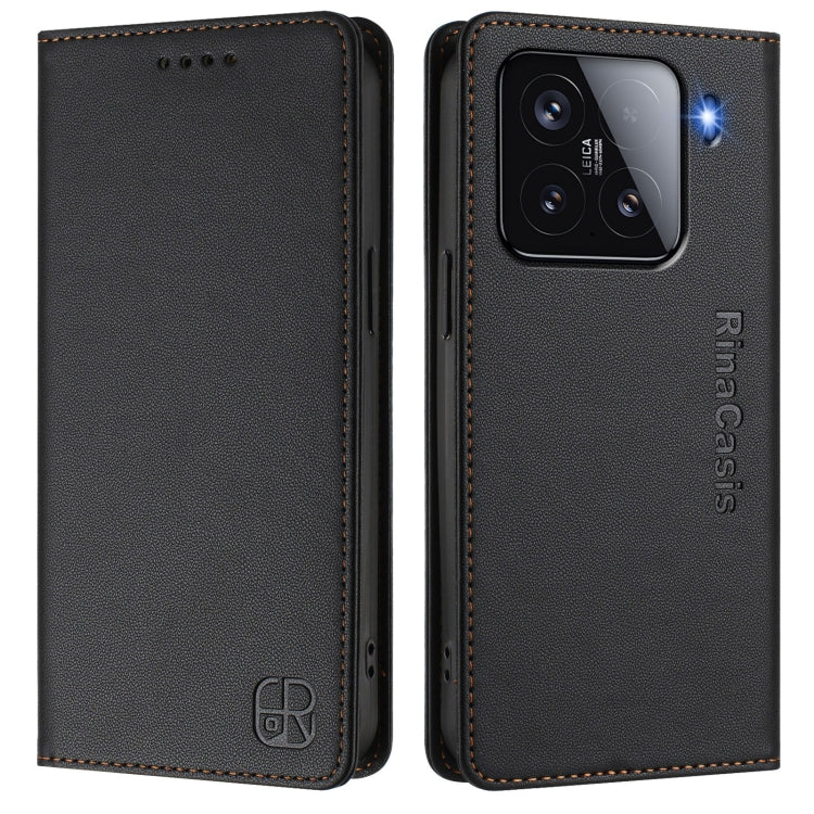 For Xiaomi 15 RC01 Dual-Folded Magnetic Suction RFID Leather Phone Case