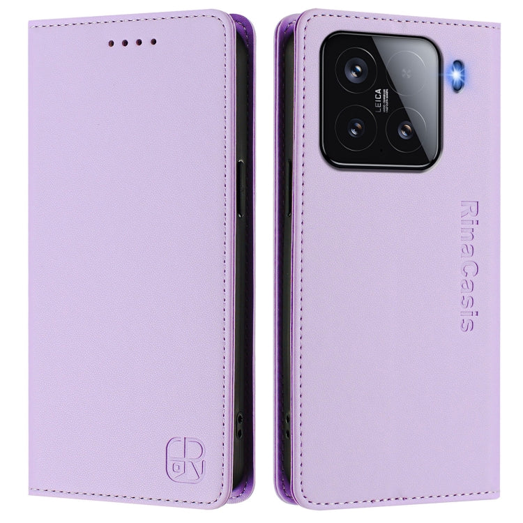 For Xiaomi 15 RC01 Dual-Folded Magnetic Suction RFID Leather Phone Case