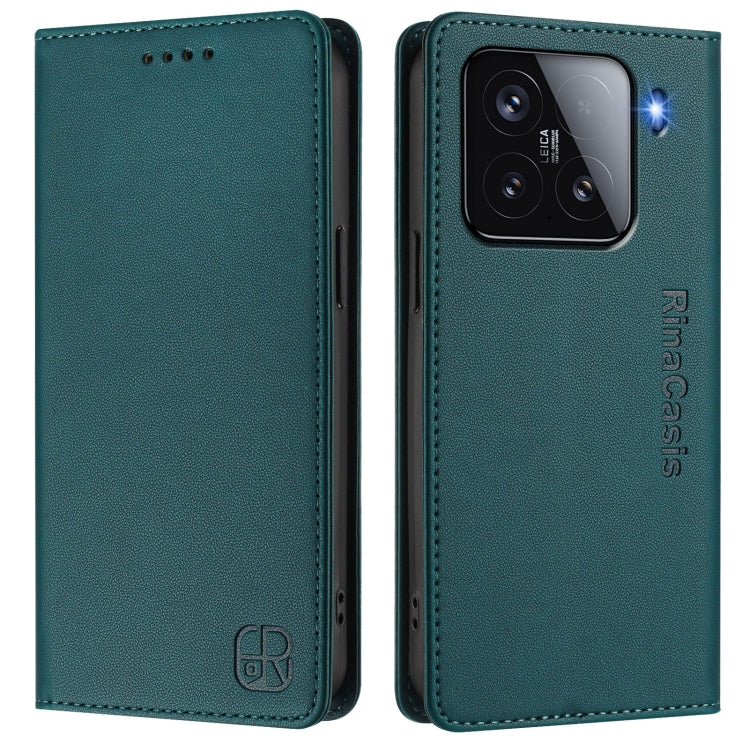 For Xiaomi 15 RC01 Dual-Folded Magnetic Suction RFID Leather Phone Case