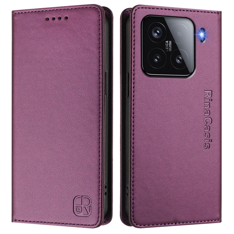 For Xiaomi 15 RC01 Dual-Folded Magnetic Suction RFID Leather Phone Case