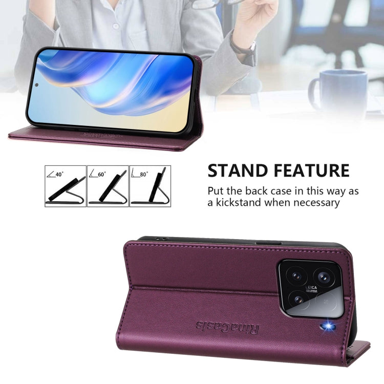 For Xiaomi 15 RC01 Dual-Folded Magnetic Suction RFID Leather Phone Case