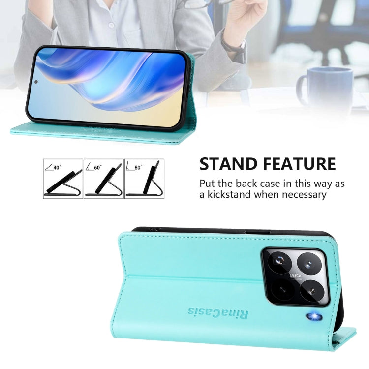 For Xiaomi 15 Pro RC01 Dual-Folded Magnetic Suction RFID Leather Phone Case