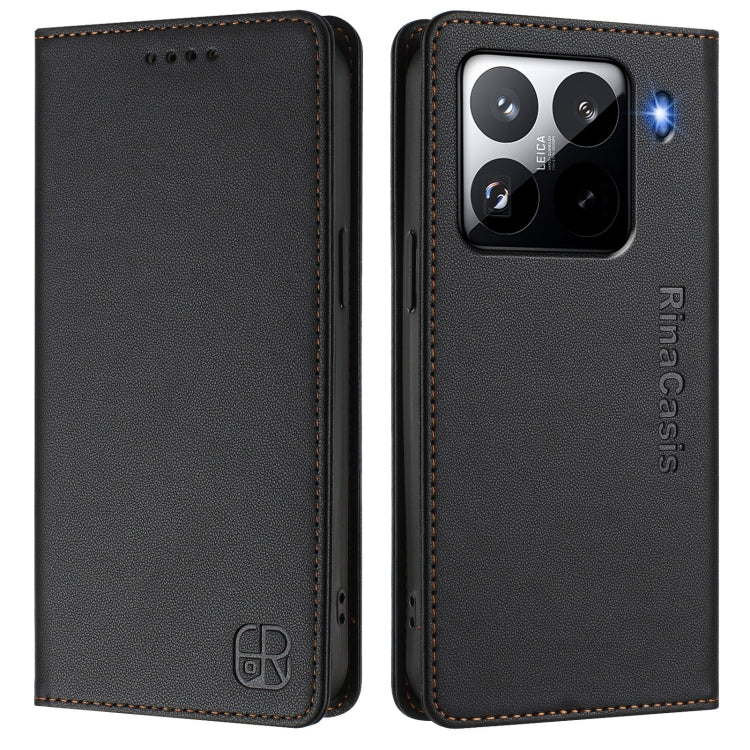 For Xiaomi 15 Pro RC01 Dual-Folded Magnetic Suction RFID Leather Phone Case