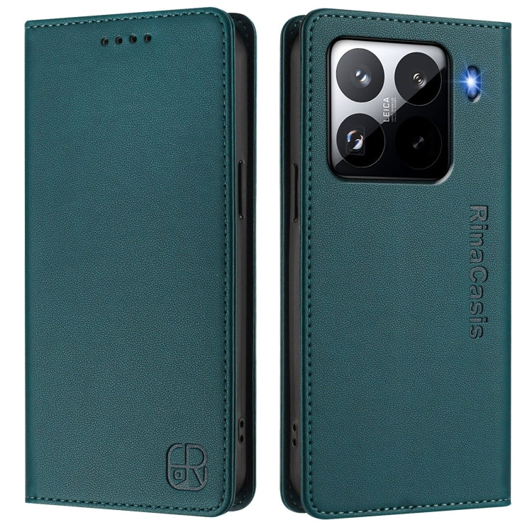 For Xiaomi 15 Pro RC01 Dual-Folded Magnetic Suction RFID Leather Phone Case