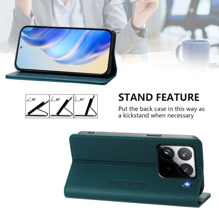 For Xiaomi 15 Pro RC01 Dual-Folded Magnetic Suction RFID Leather Phone Case