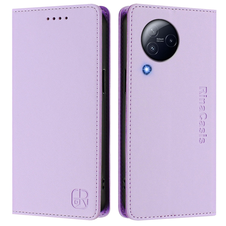 For Xiaomi Civi 3 5G RC01 Dual-Folded Magnetic Suction RFID Leather Phone Case