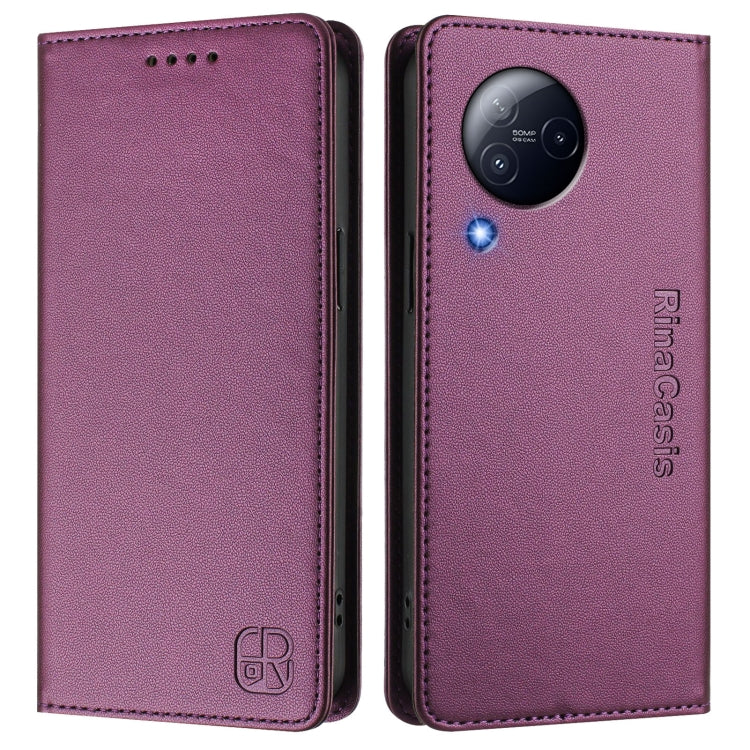 For Xiaomi Civi 3 5G RC01 Dual-Folded Magnetic Suction RFID Leather Phone Case