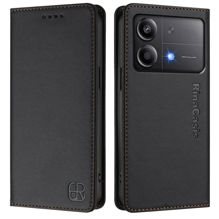 For Xiaomi Poco X6 Neo 5G RC01 Dual-Folded Magnetic Suction RFID Leather Phone Case