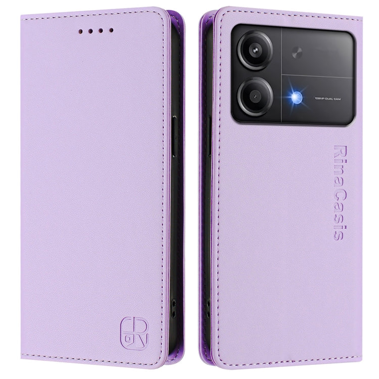 For Xiaomi Poco X6 Neo 5G RC01 Dual-Folded Magnetic Suction RFID Leather Phone Case