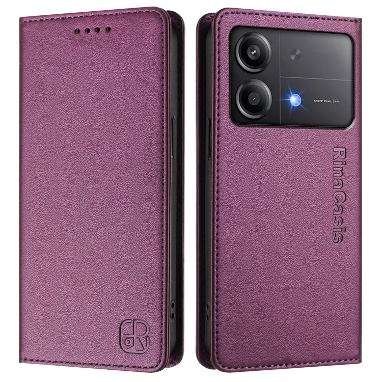 For Xiaomi Poco X6 Neo 5G RC01 Dual-Folded Magnetic Suction RFID Leather Phone Case