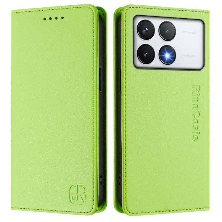 For Xiaomi Poco F6 Pro 5G RC01 Dual-Folded Magnetic Suction RFID Leather Phone Case