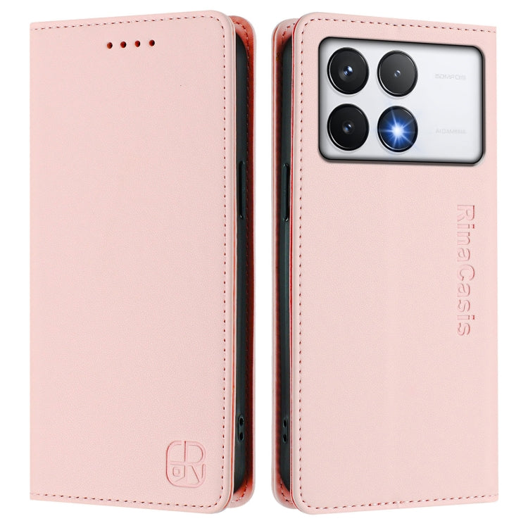 For Xiaomi Poco F6 Pro 5G RC01 Dual-Folded Magnetic Suction RFID Leather Phone Case