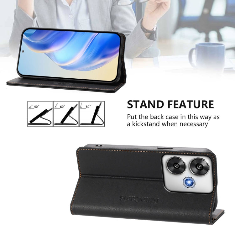 For Xiaomi Poco F6 Pro 5G RC01 Dual-Folded Magnetic Suction RFID Leather Phone Case