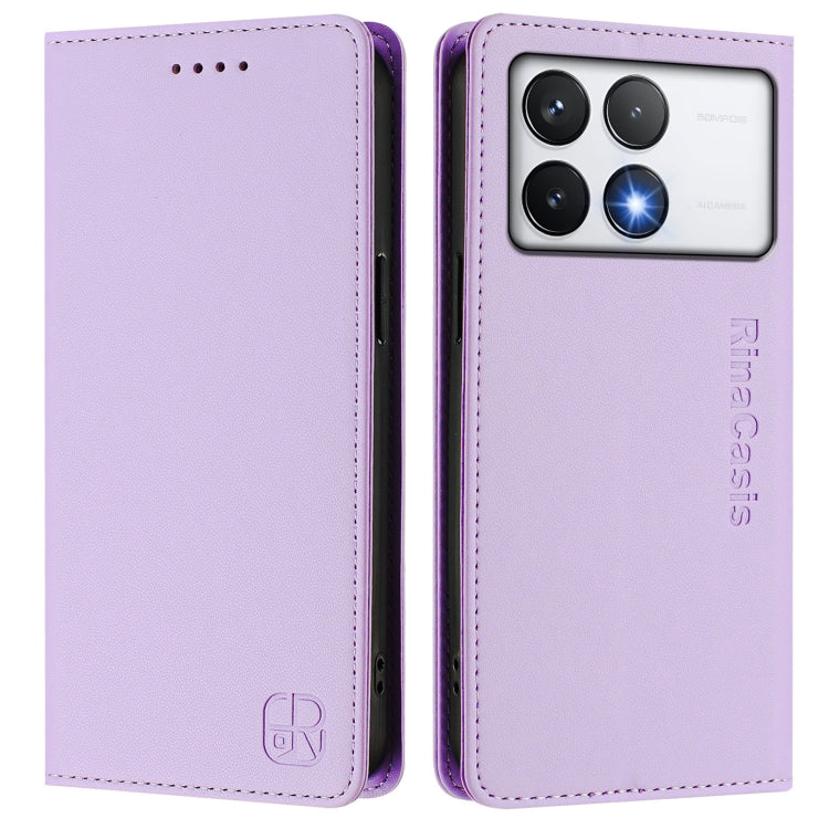 For Xiaomi Poco F6 Pro 5G RC01 Dual-Folded Magnetic Suction RFID Leather Phone Case