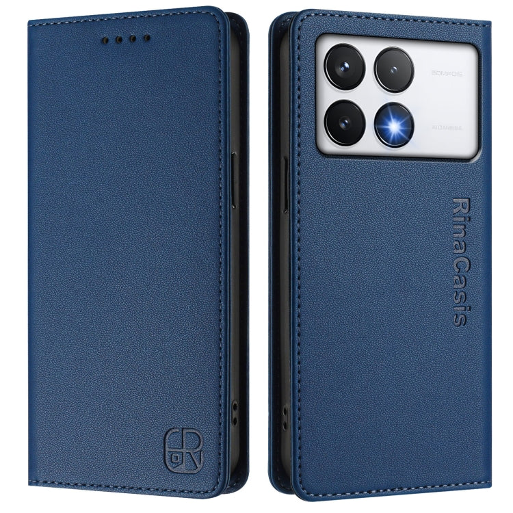 For Xiaomi Poco F6 Pro 5G RC01 Dual-Folded Magnetic Suction RFID Leather Phone Case