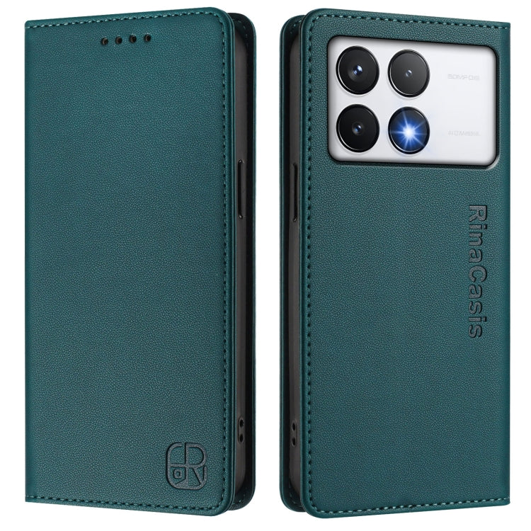 For Xiaomi Poco F6 Pro 5G RC01 Dual-Folded Magnetic Suction RFID Leather Phone Case