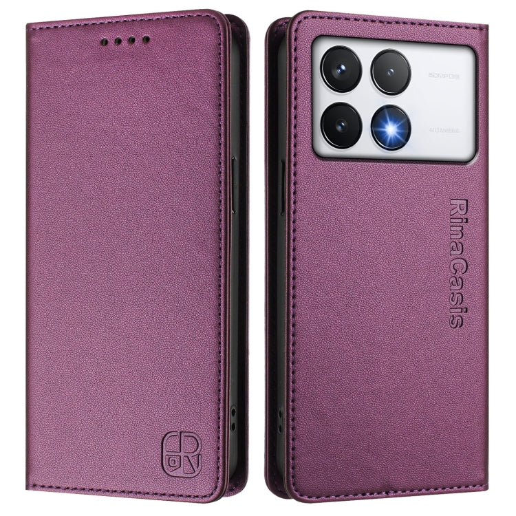 For Xiaomi Poco F6 Pro 5G RC01 Dual-Folded Magnetic Suction RFID Leather Phone Case