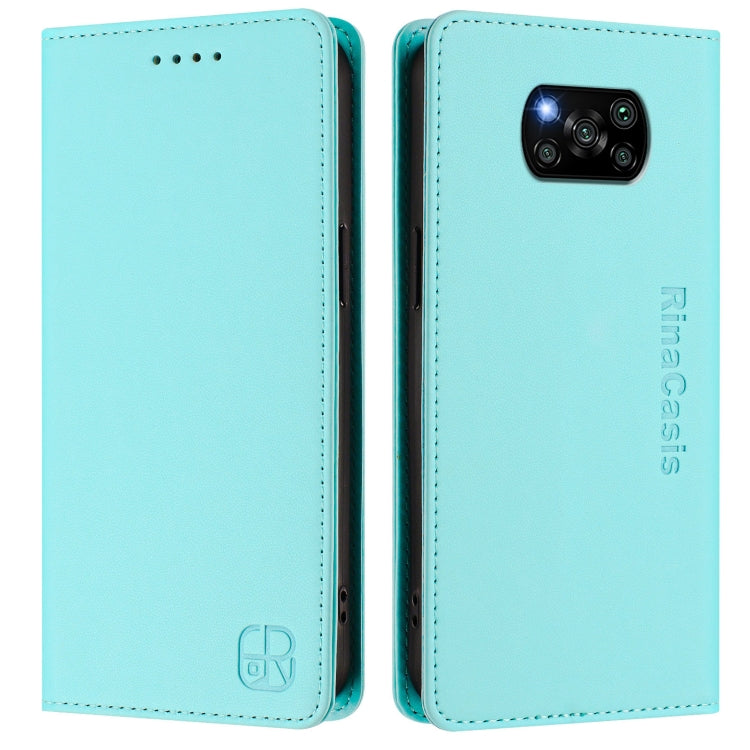 For Xiaomi Poco X3 / X3 NFC / X3 Pro RC01 Dual-Folded Magnetic Suction RFID Leather Phone Case