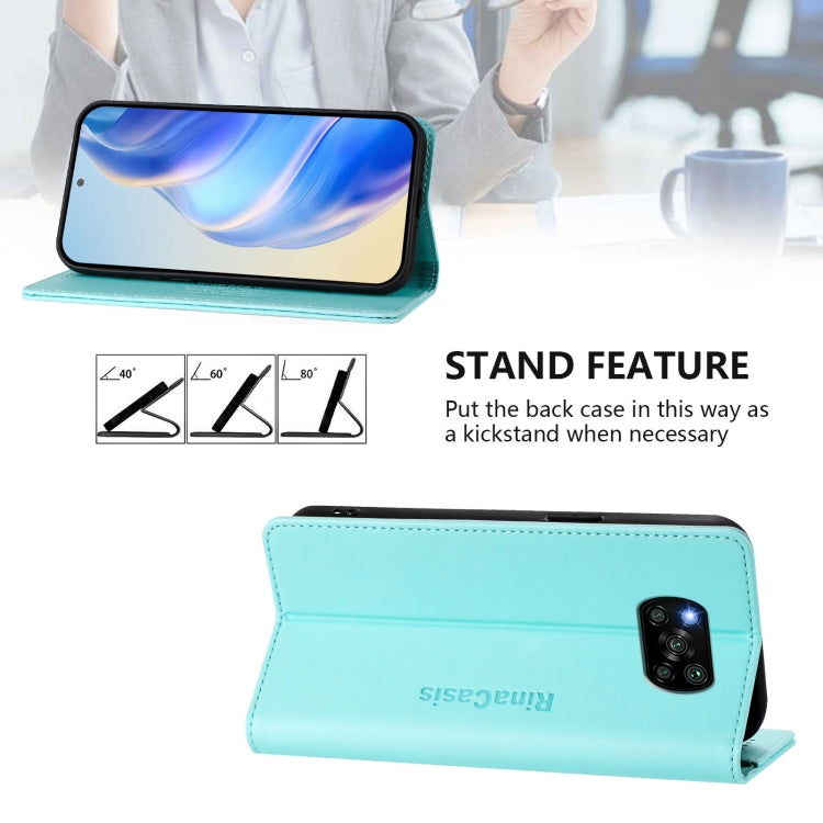 For Xiaomi Poco X3 / X3 NFC / X3 Pro RC01 Dual-Folded Magnetic Suction RFID Leather Phone Case