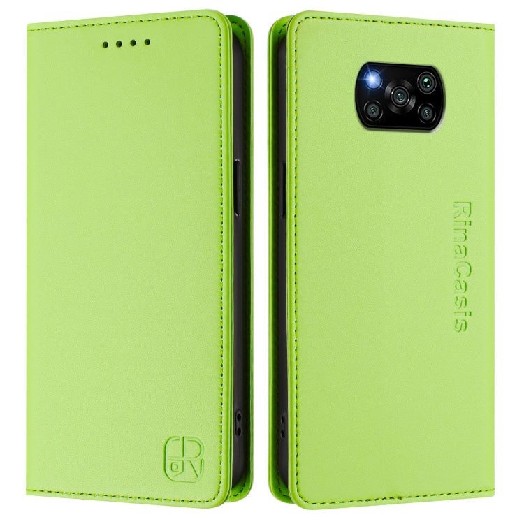 For Xiaomi Poco X3 / X3 NFC / X3 Pro RC01 Dual-Folded Magnetic Suction RFID Leather Phone Case