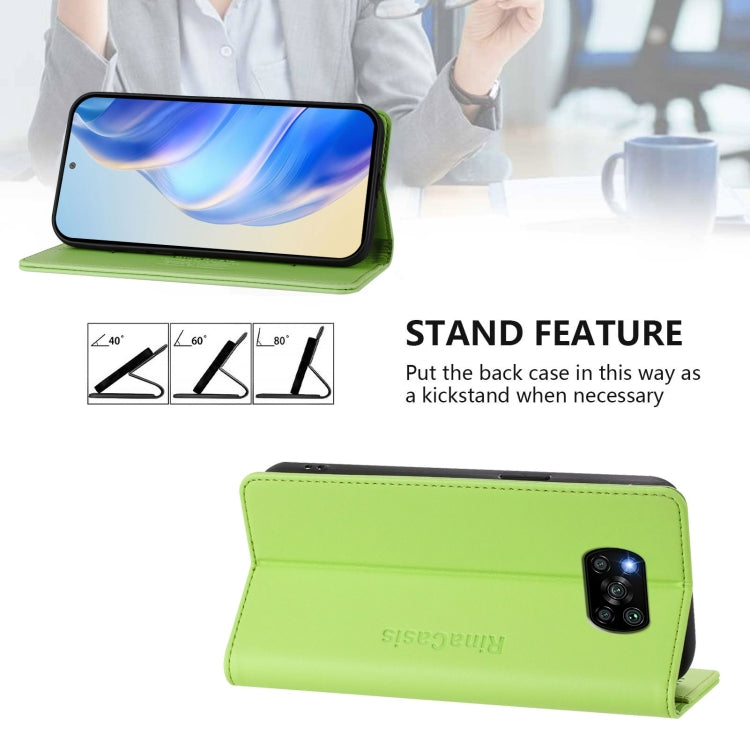 For Xiaomi Poco X3 / X3 NFC / X3 Pro RC01 Dual-Folded Magnetic Suction RFID Leather Phone Case