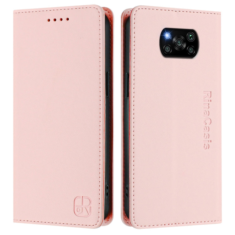 For Xiaomi Poco X3 / X3 NFC / X3 Pro RC01 Dual-Folded Magnetic Suction RFID Leather Phone Case