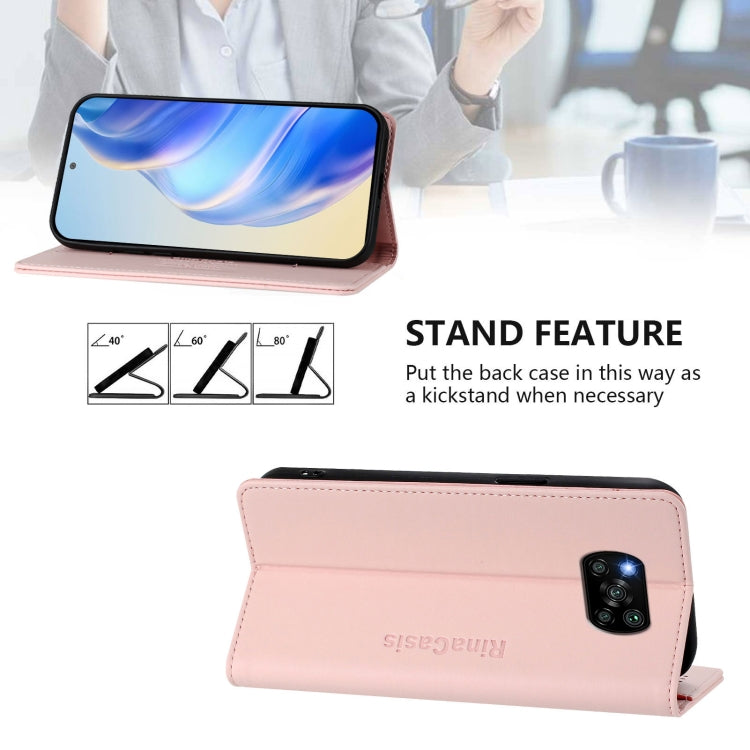 For Xiaomi Poco X3 / X3 NFC / X3 Pro RC01 Dual-Folded Magnetic Suction RFID Leather Phone Case