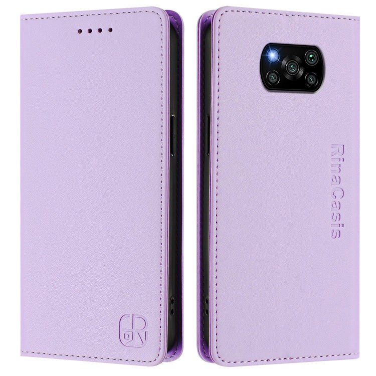 For Xiaomi Poco X3 / X3 NFC / X3 Pro RC01 Dual-Folded Magnetic Suction RFID Leather Phone Case