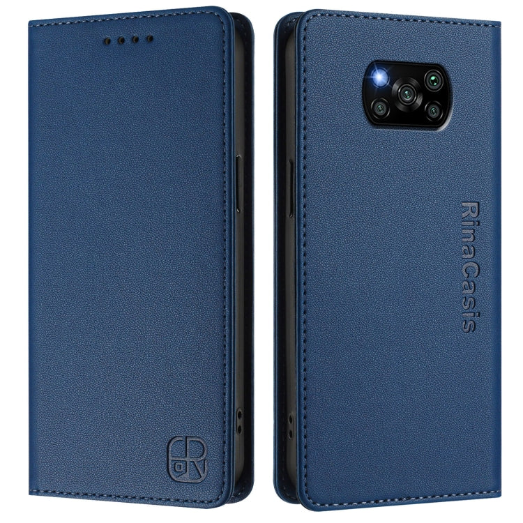 For Xiaomi Poco X3 / X3 NFC / X3 Pro RC01 Dual-Folded Magnetic Suction RFID Leather Phone Case