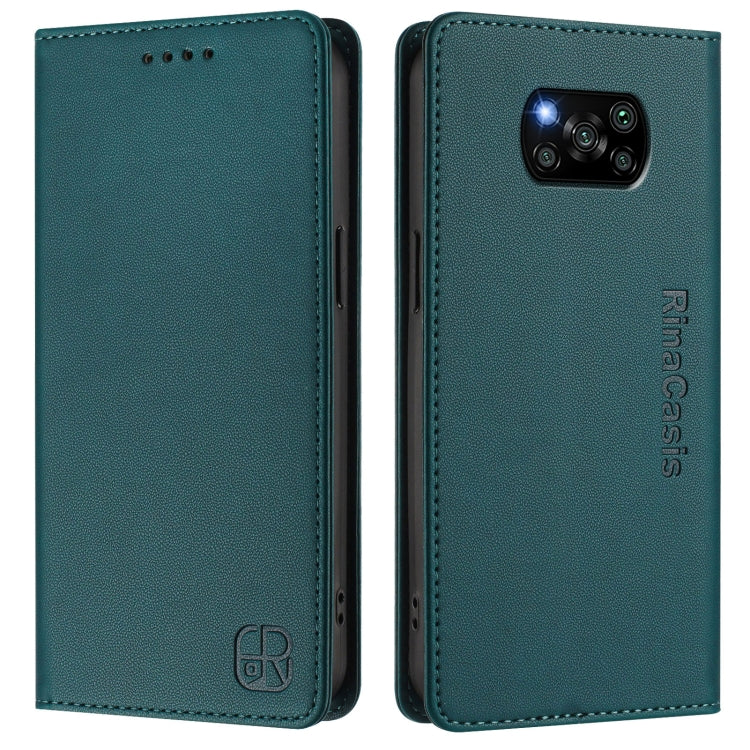 For Xiaomi Poco X3 / X3 NFC / X3 Pro RC01 Dual-Folded Magnetic Suction RFID Leather Phone Case