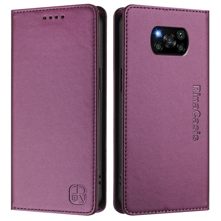 For Xiaomi Poco X3 / X3 NFC / X3 Pro RC01 Dual-Folded Magnetic Suction RFID Leather Phone Case