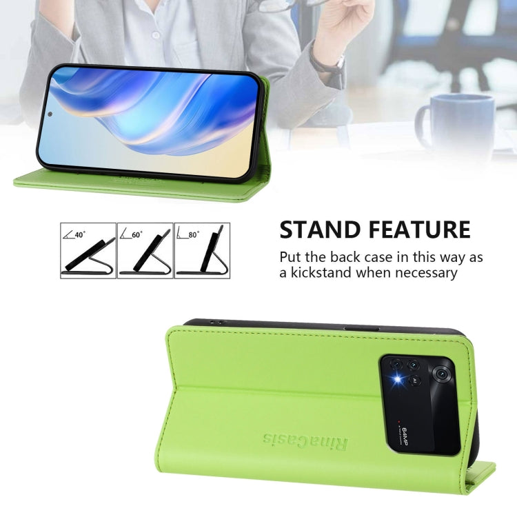 For Xiaomi Poco X4 Pro 5G RC01 Dual-Folded Magnetic Suction RFID Leather Phone Case