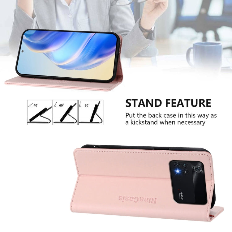 For Xiaomi Poco X4 Pro 5G RC01 Dual-Folded Magnetic Suction RFID Leather Phone Case