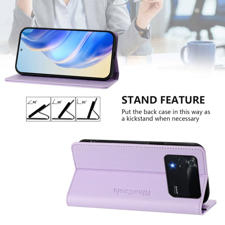 For Xiaomi Poco X4 Pro 5G RC01 Dual-Folded Magnetic Suction RFID Leather Phone Case