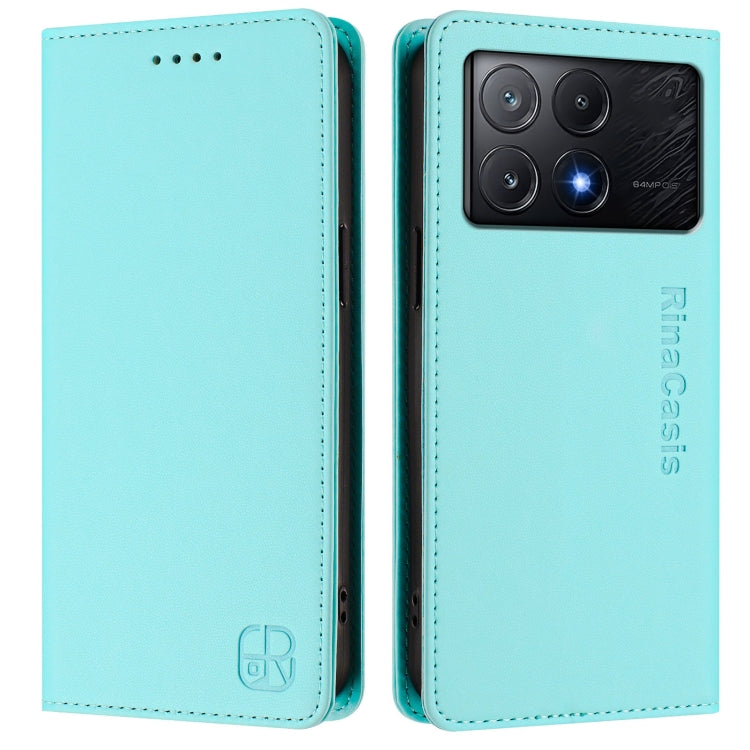 For Xiaomi Poco X6 Pro / Redmi K70E RC01 Dual-Folded Magnetic Suction RFID Leather Phone Case