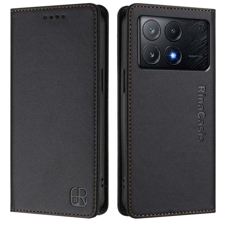 For Xiaomi Poco X6 Pro / Redmi K70E RC01 Dual-Folded Magnetic Suction RFID Leather Phone Case